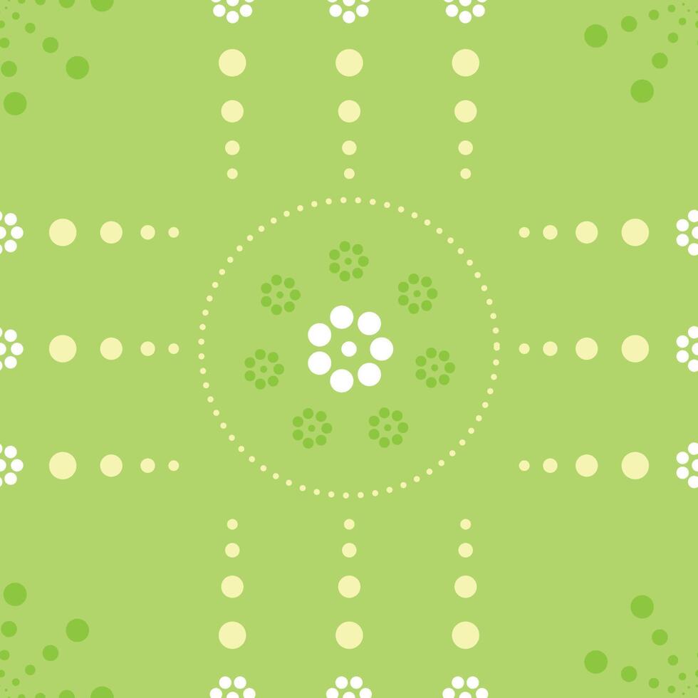 modèle sans couture avec coloré de forme de cercle, belles fleurs blanches sur fond vert. illustration vectorielle. vecteur