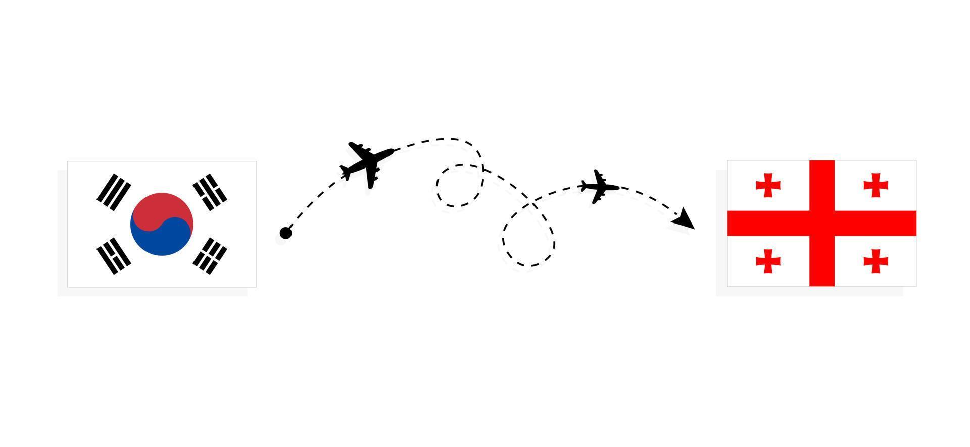 vol et voyage de la corée du sud à la géorgie par concept de voyage en avion de passagers vecteur