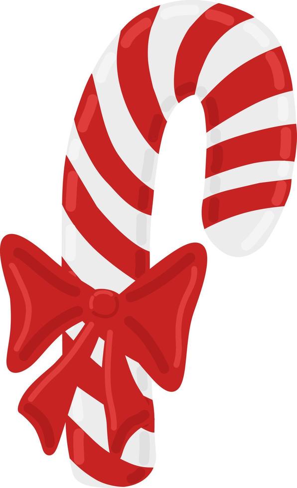 illustration vectorielle de canne en bonbon à rayures rouges. décoration d'arbre de noël avec archet. élément doux de vacances vecteur