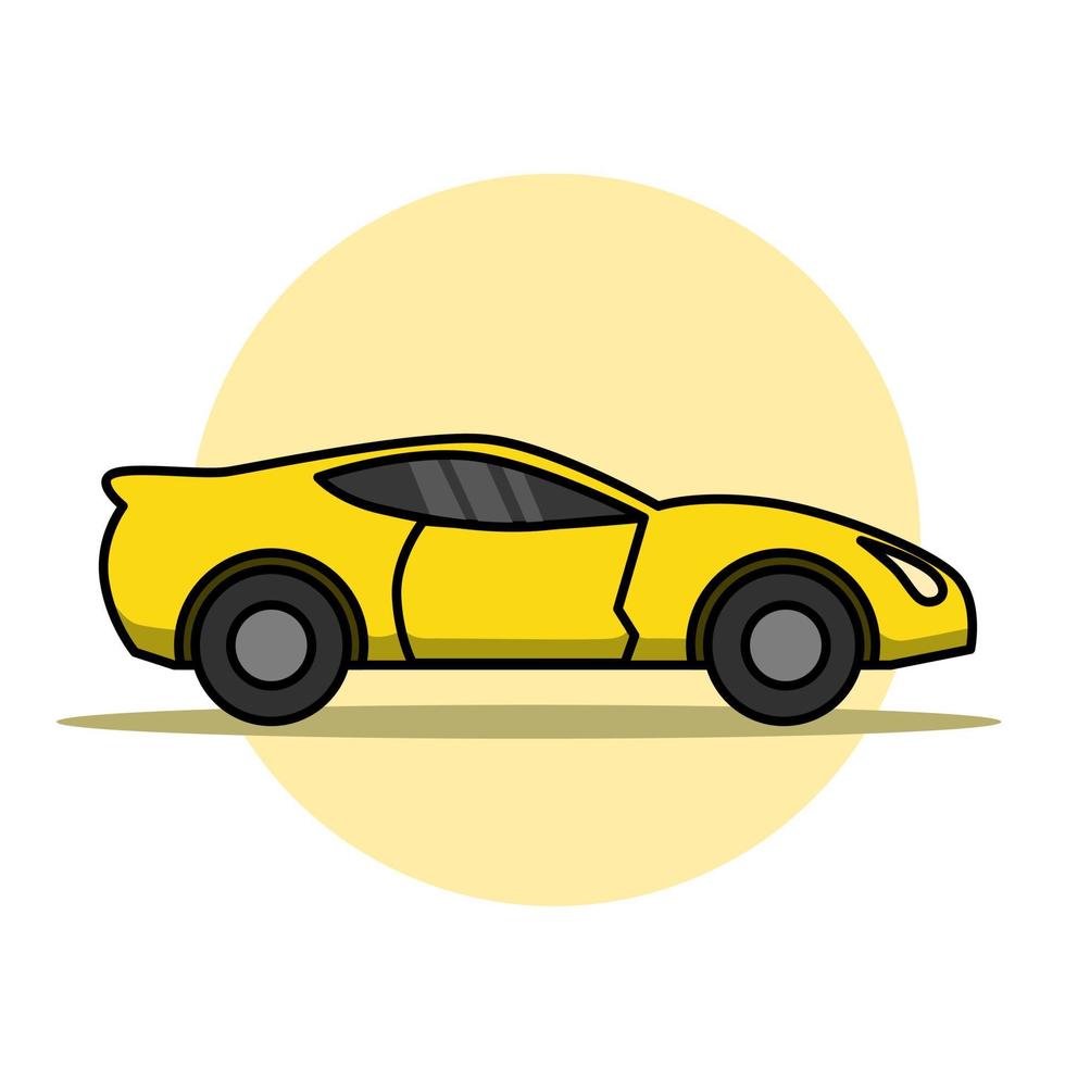 conception d'illustration de voiture de sport de dessin animé de vue latérale jaune. vecteur