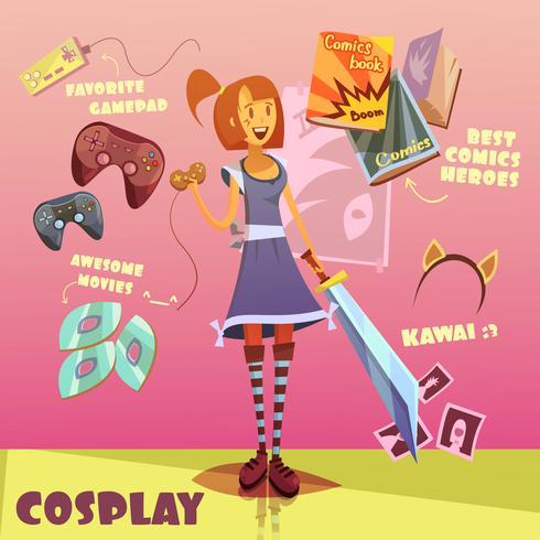 Illustration de personnage de cosplay vecteur