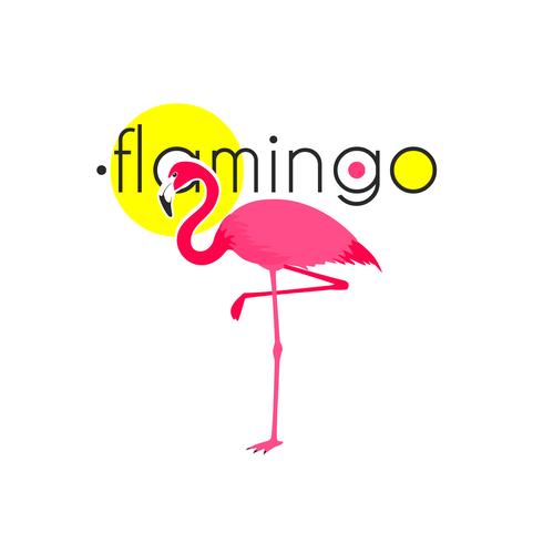 Icône plate emblème du complexe Flamingo rose vecteur