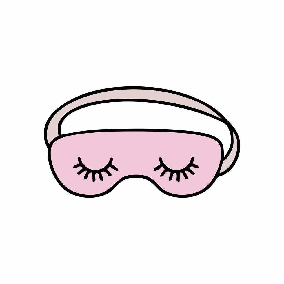 masque de sommeil avec des cils. illustration vectorielle dans le style doodle. accessoires pour dormir. vecteur