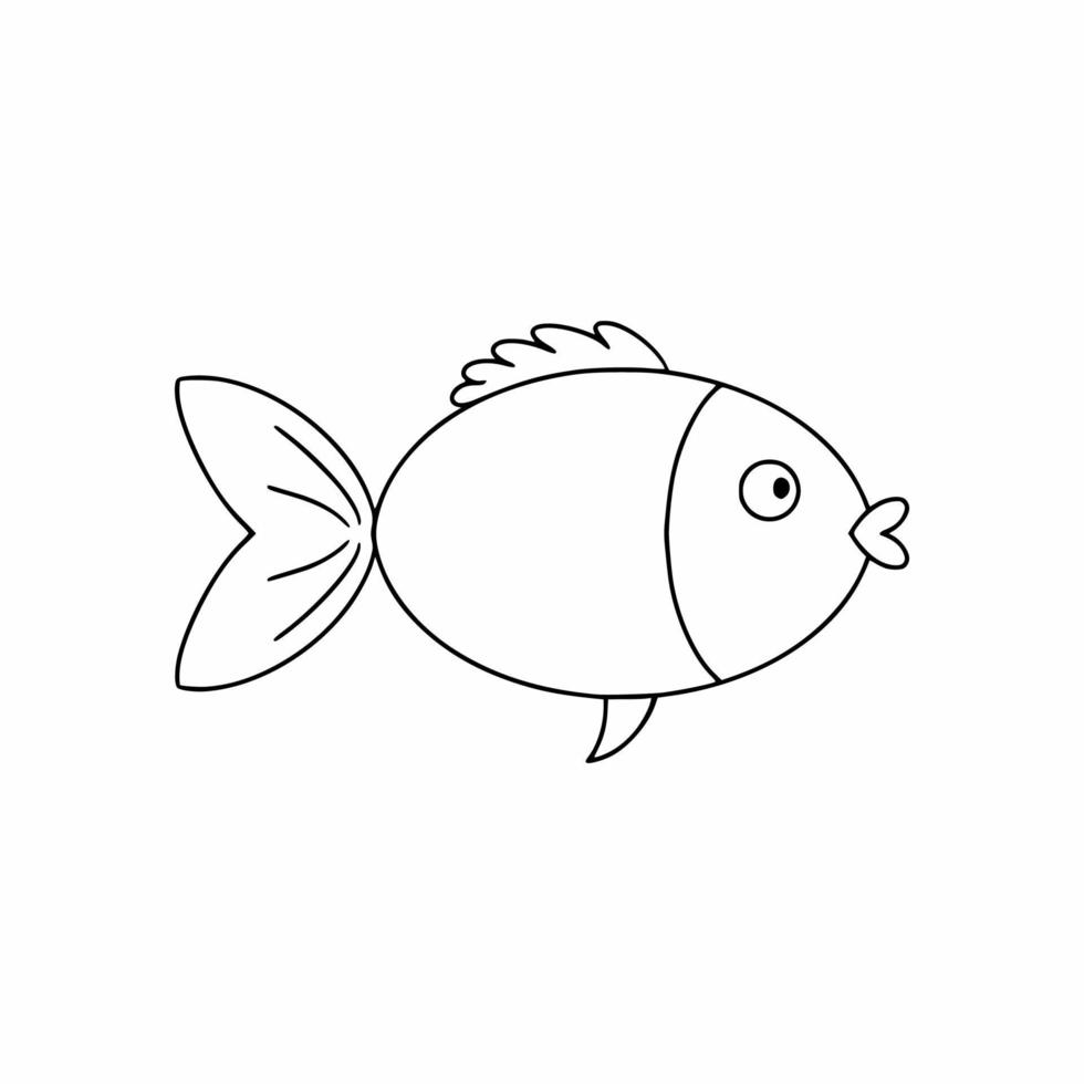 poisson mignon dans le style du griffonnage. livre de coloriage pour les enfants avec des créatures marines. illustration vectorielle dans le style doodle.isolated sur fond blanc. vecteur