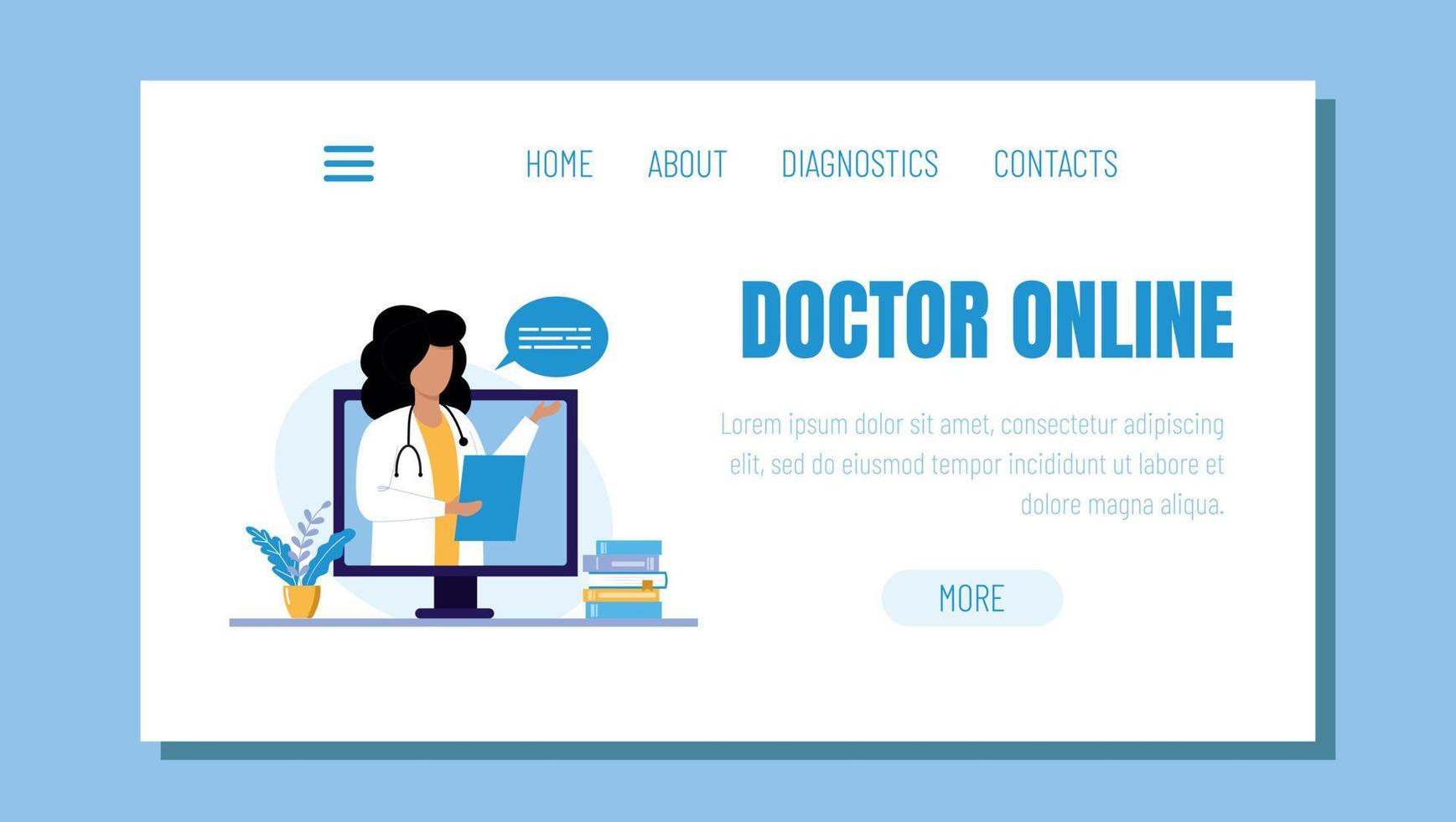 soins médicaux en ligne. consultation médicale à domicile. modèle pour un site Web, une page de destination ou une application pour smartphone. vecteur