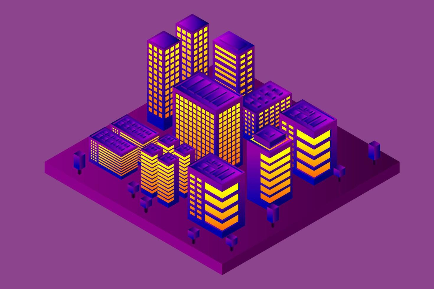 future ville isométrique. concept de l'industrie de l'immobilier et de la construction vecteur