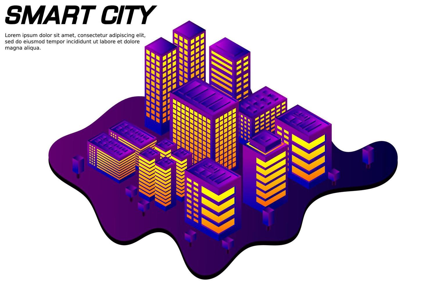 future ville isométrique. concept de l'industrie de l'immobilier et de la construction vecteur