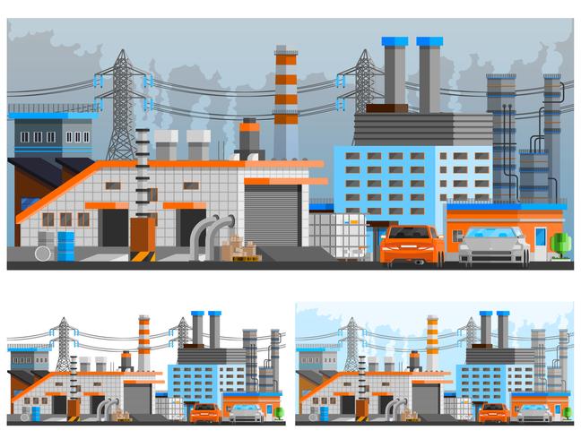 Ensemble de compositions de bâtiments industriels vecteur