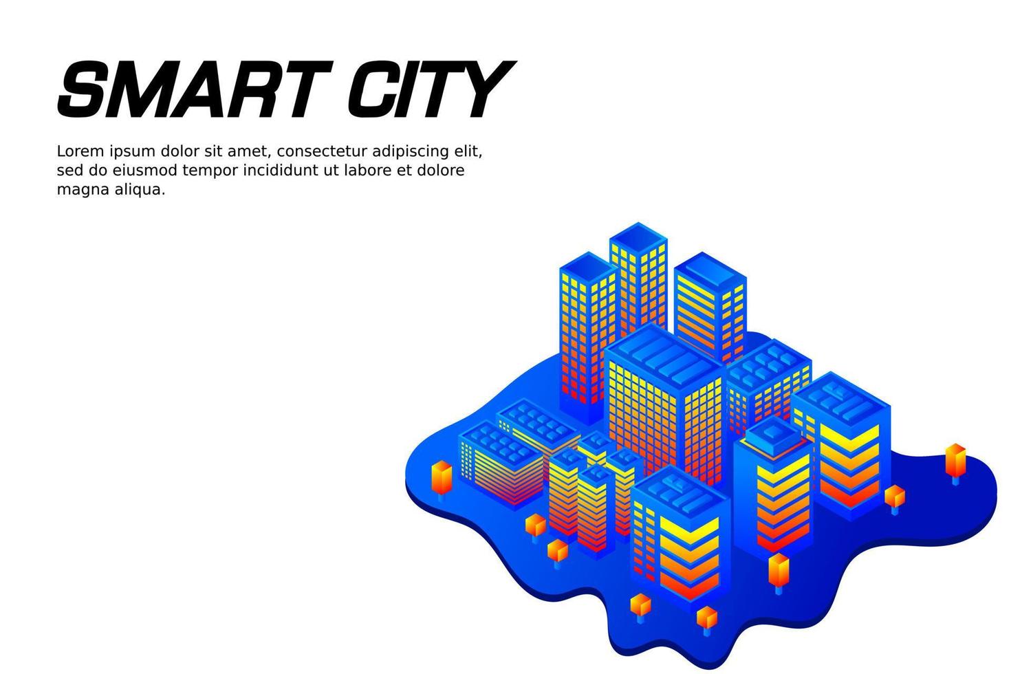 future ville isométrique. concept de l'industrie de l'immobilier et de la construction vecteur