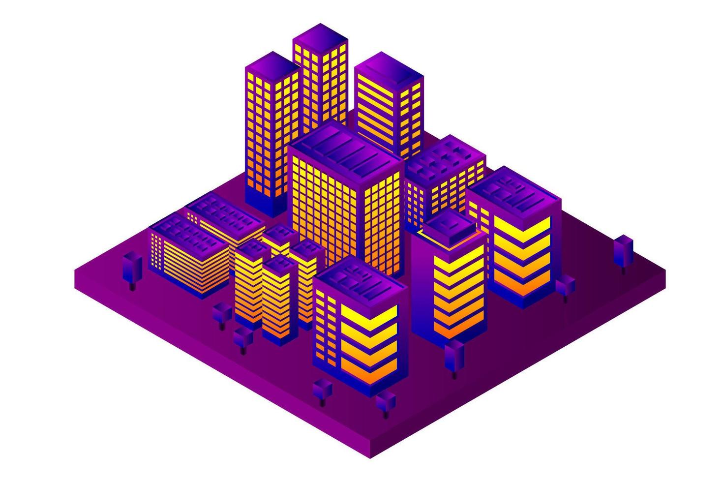 future ville isométrique. concept de l'industrie de l'immobilier et de la construction vecteur