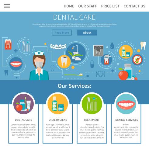 Conception de pages de soins dentaires vecteur