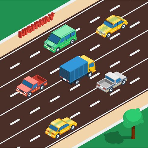 Illustration isométrique de l&#39;autoroute vecteur