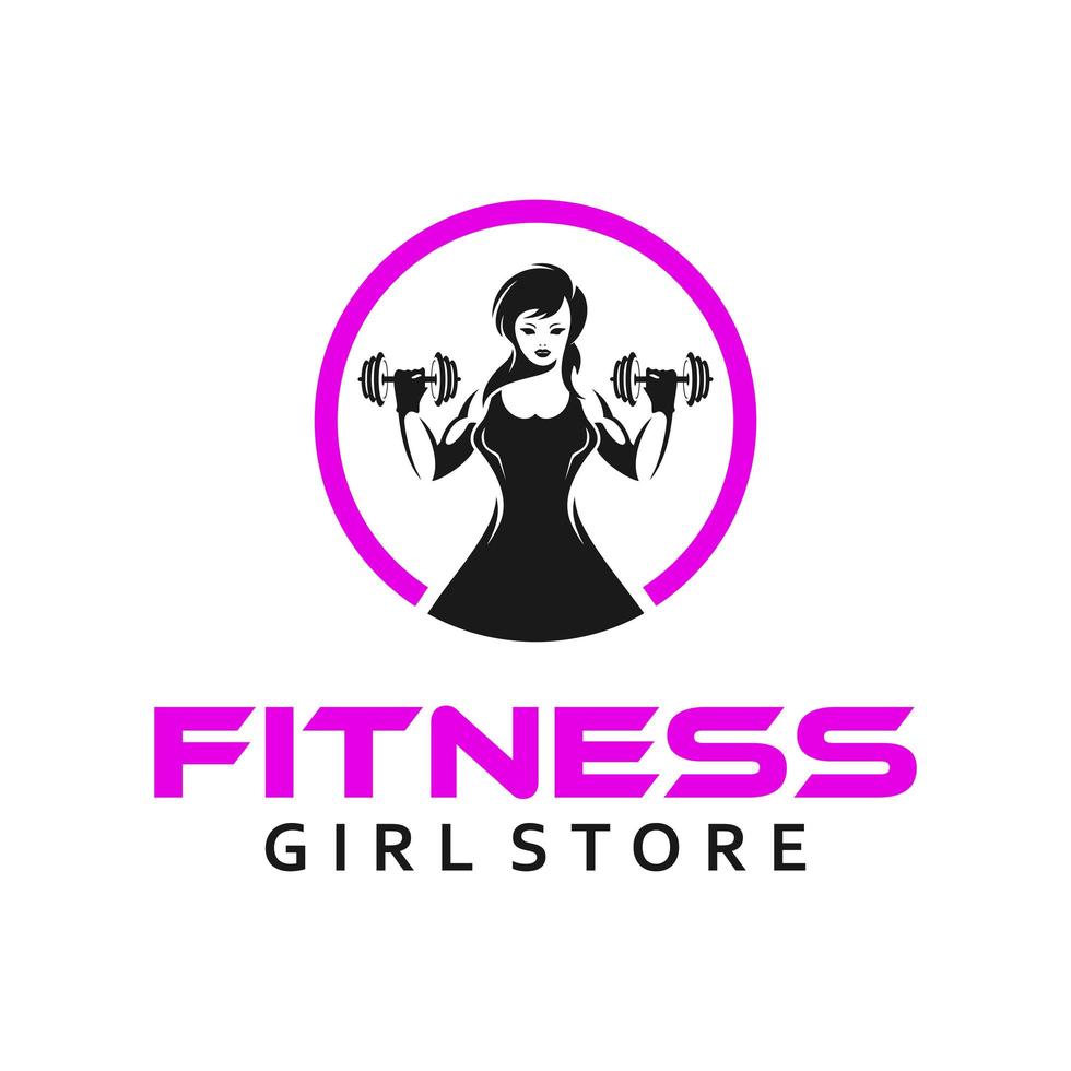 logo de magasin de fitness fille vecteur