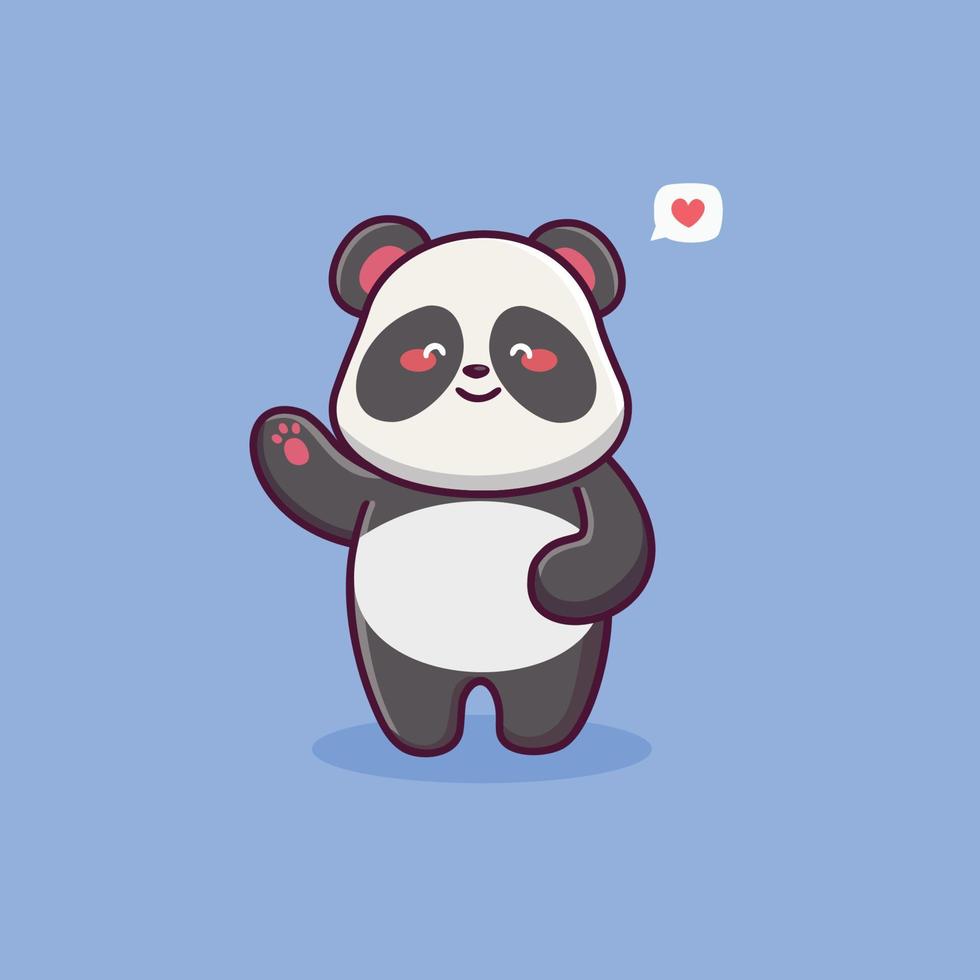 mignon, panda, amour, dessin animé, vecteur, icône, illustration, animal, nature, icône, concept, isolé vecteur