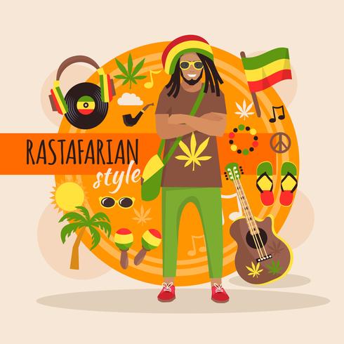 Pack Personnage Rastafarien Pour Homme vecteur