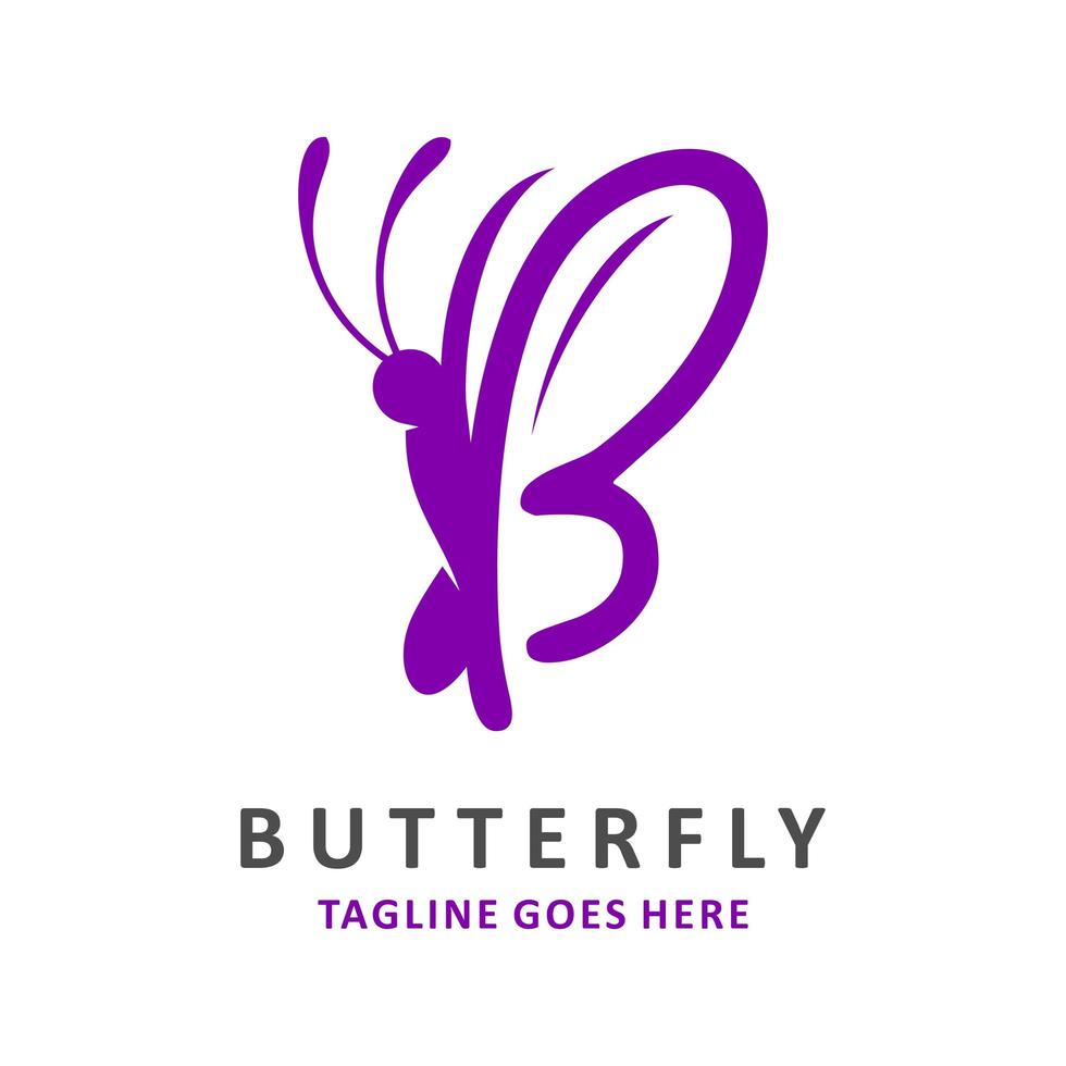 logo initial b papillon vecteur