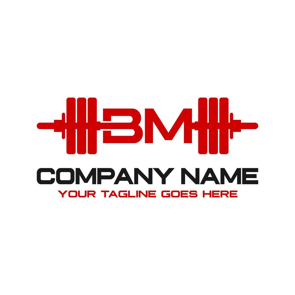 logo initial bm barbell vecteur