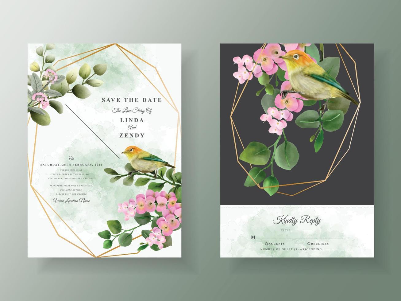 invitations de mariage d'eucalyptus de verdure vecteur