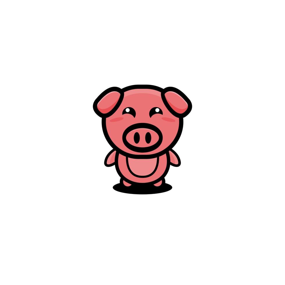 illustration de modèle de conception de dessin animé de personnage de cochon mignon vecteur