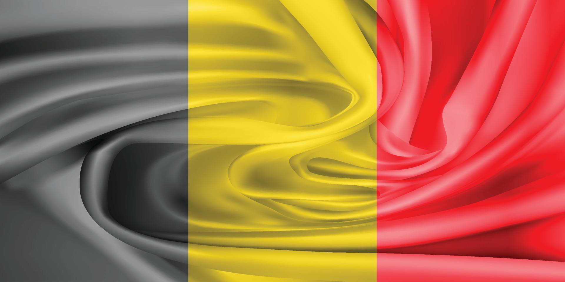 le drapeau national de la belgique.le symbole de l'état sur le tissu de coton ondulé. vecteur réaliste illustration.flag fond avec texture de tissu