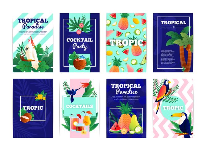 Set de cartes de bannières tropicales vecteur