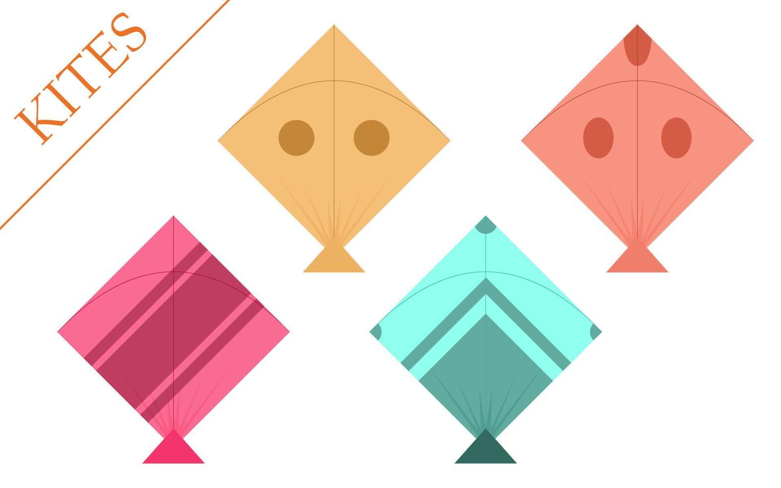 cerfs-volants colorés mis en illustration vectorielle, cerfs-volants illustration vectorielle pour makar sankranti - projets de conception uttarayan. vecteur