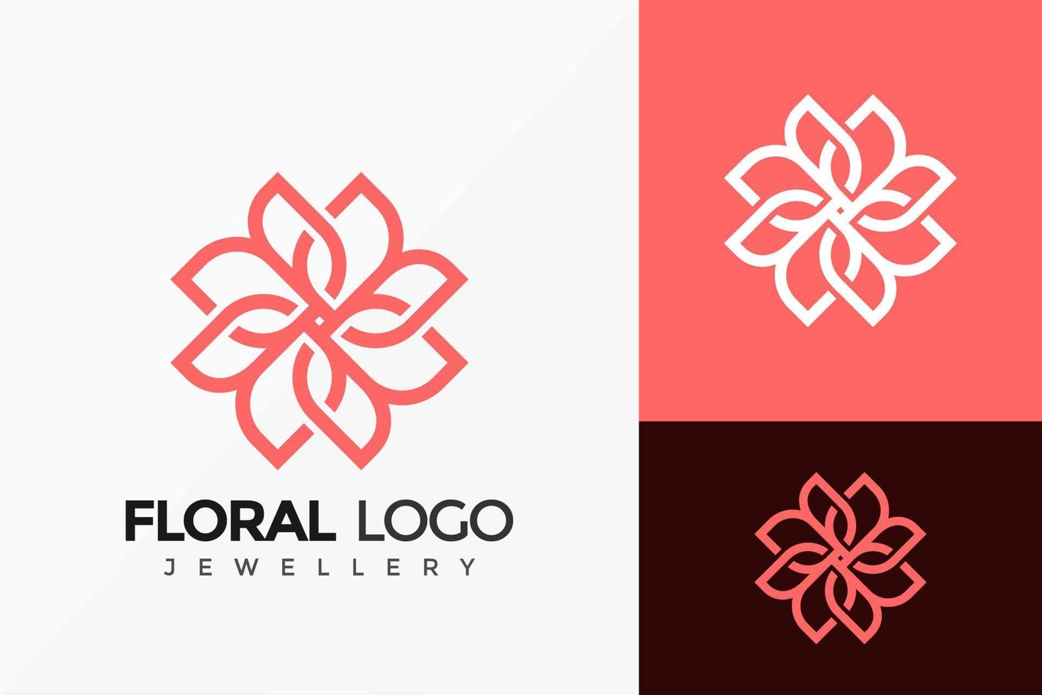 création de vecteur de logo de bijoux floraux. emblème abstrait, concept de conception, logos, élément de logotype pour le modèle.