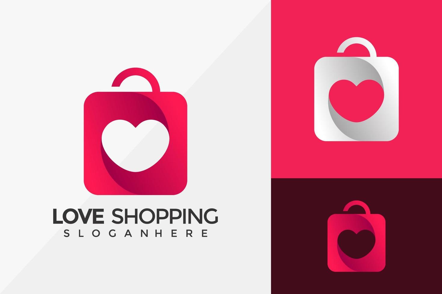 love shopping logo design, logos d'identité de marque conçoit un modèle d'illustration vectorielle vecteur