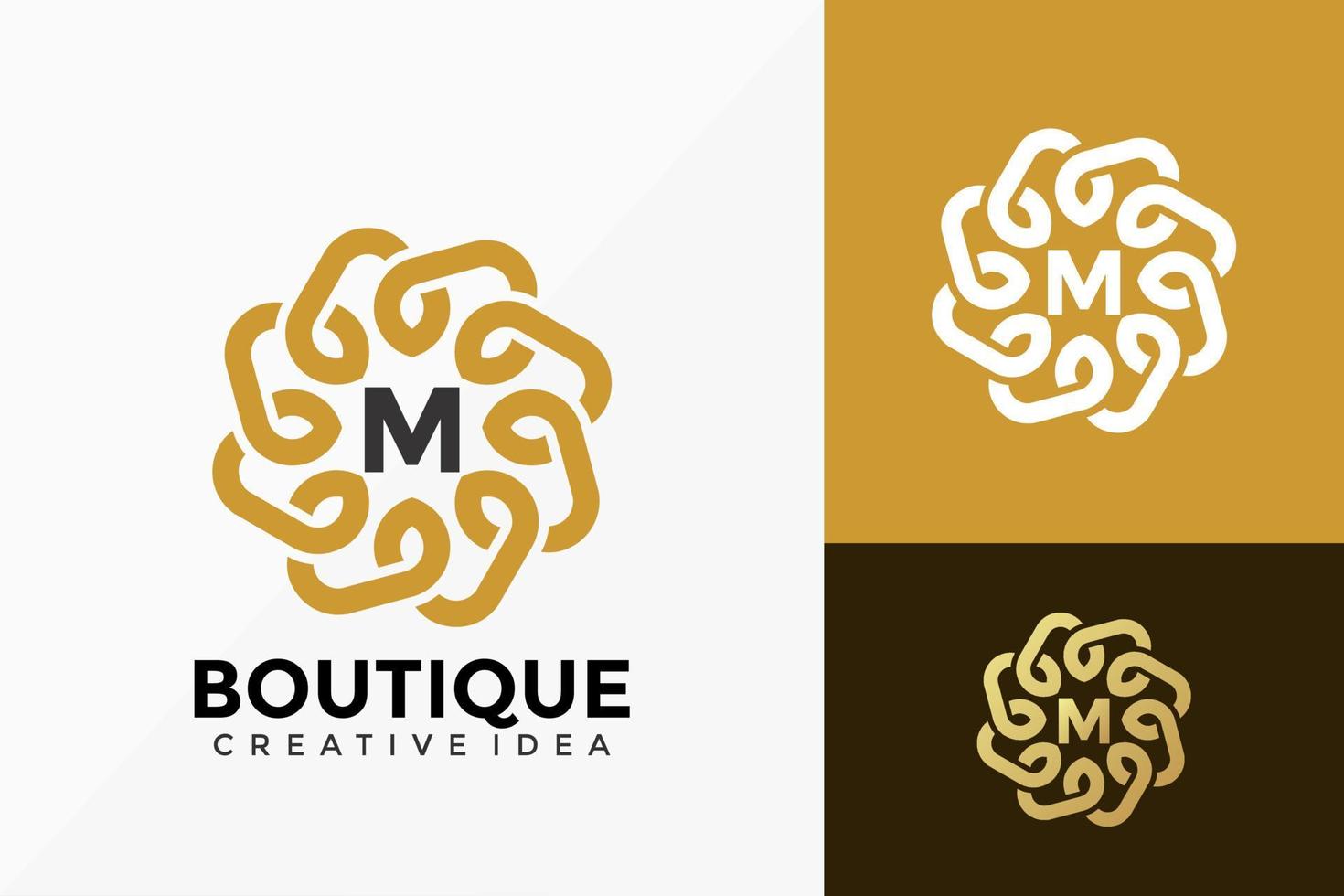 lettre m boutique logo design vectoriel. emblème abstrait, concept de conception, logos, élément de logotype pour le modèle. vecteur