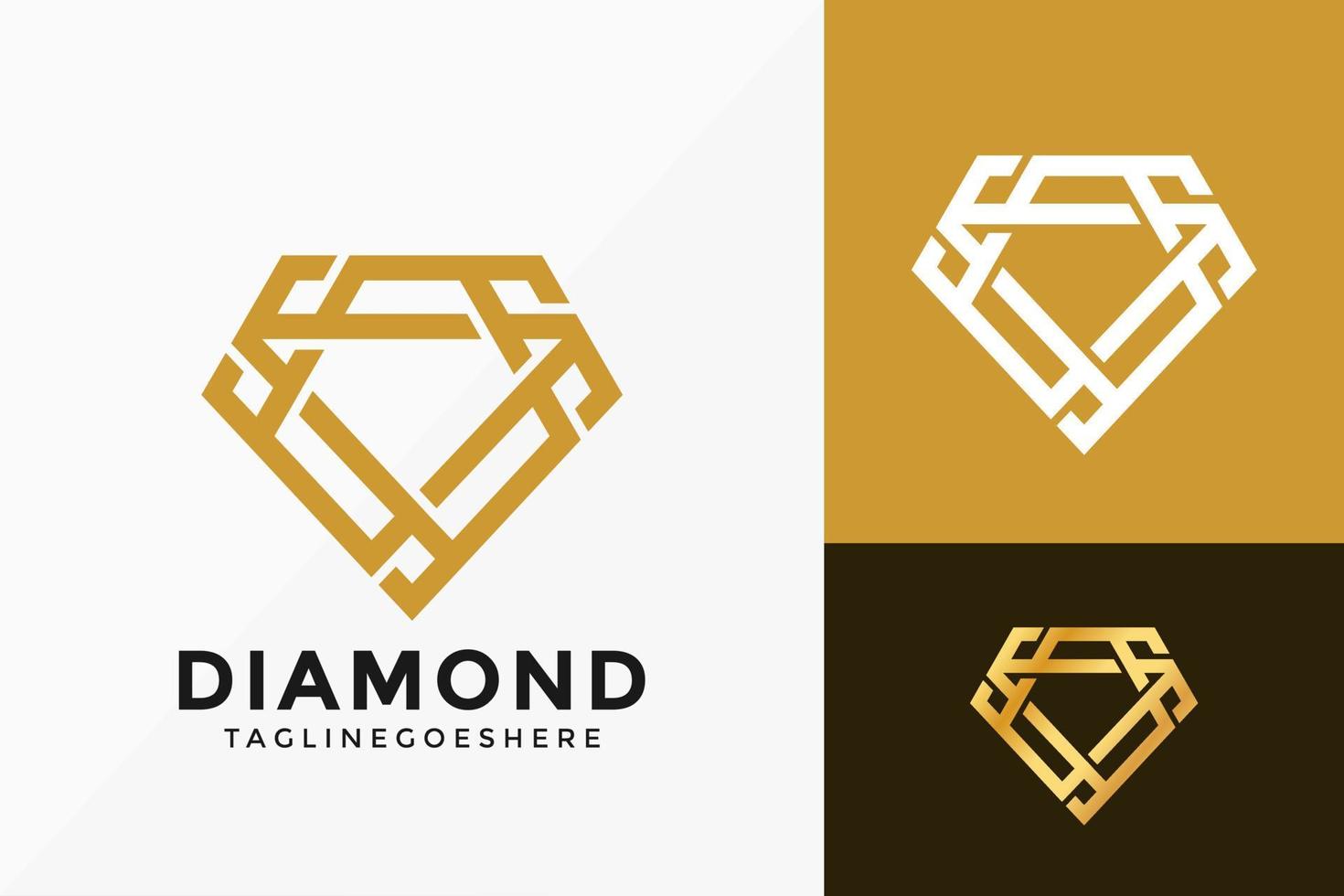 création de vecteur de logo de bijoux en diamant de luxe. emblème abstrait, concept de conception, logos, élément de logotype pour le modèle.