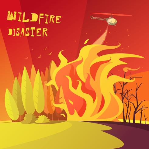 Illustration de catastrophe de feu de forêt vecteur
