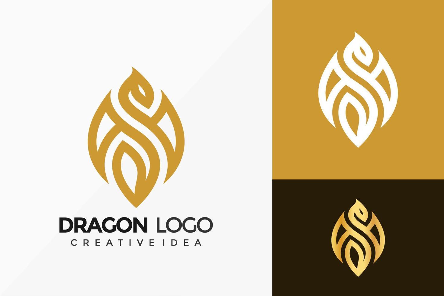 conception de vecteur de logo de dragon de luxe. emblème abstrait, concept de conception, logos, élément de logotype pour le modèle.