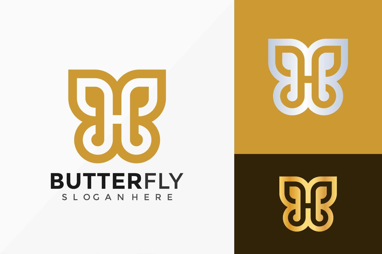 création de logo papillon lettre h. emblème abstrait, concept de conception, logos, élément de logotype pour le modèle. vecteur