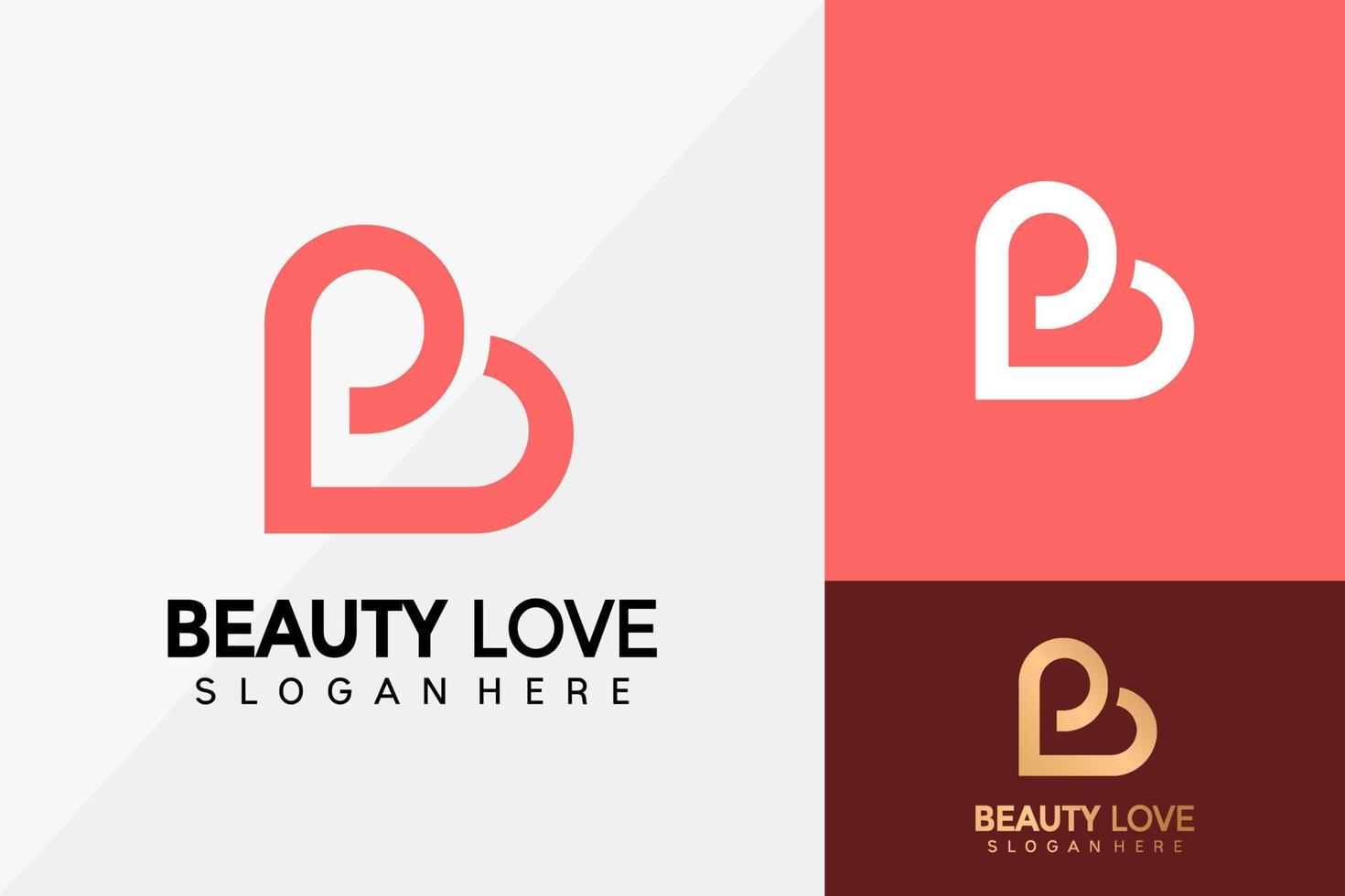 lettre b amour logo design, logos d'identité de marque vecteur, logo moderne, conceptions de logo modèle d'illustration vectorielle vecteur