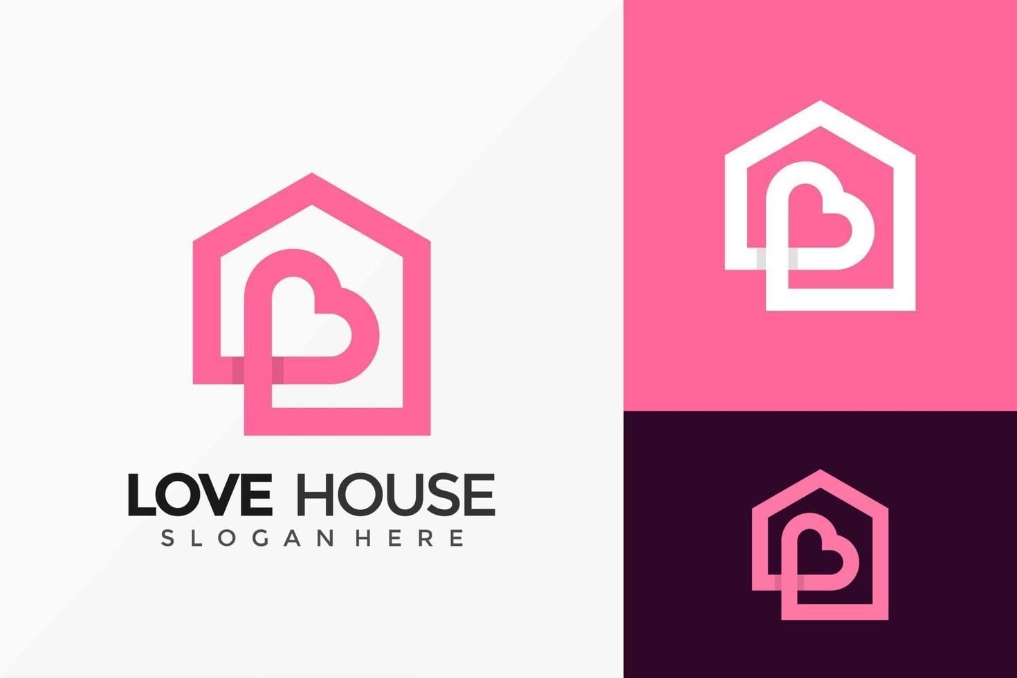conception de logo de maison d'amour. conception de logos idée moderne modèle d'illustration vectorielle vecteur
