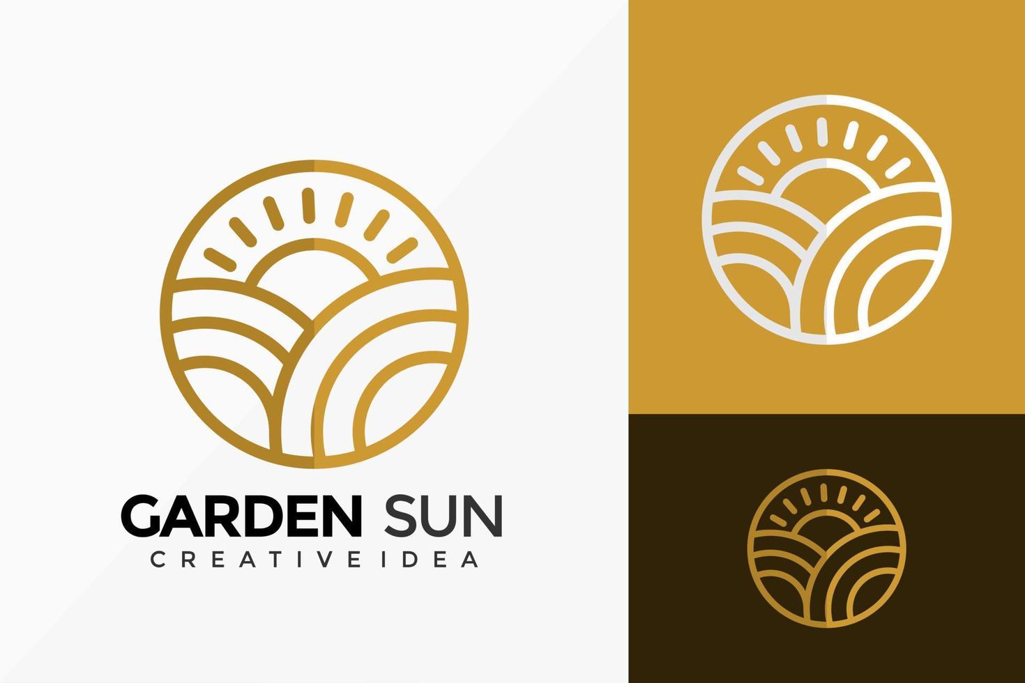 conception de vecteur de logo géométrique soleil jardin minimaliste. emblème abstrait, concept de conception, logos, élément de logotype pour le modèle.