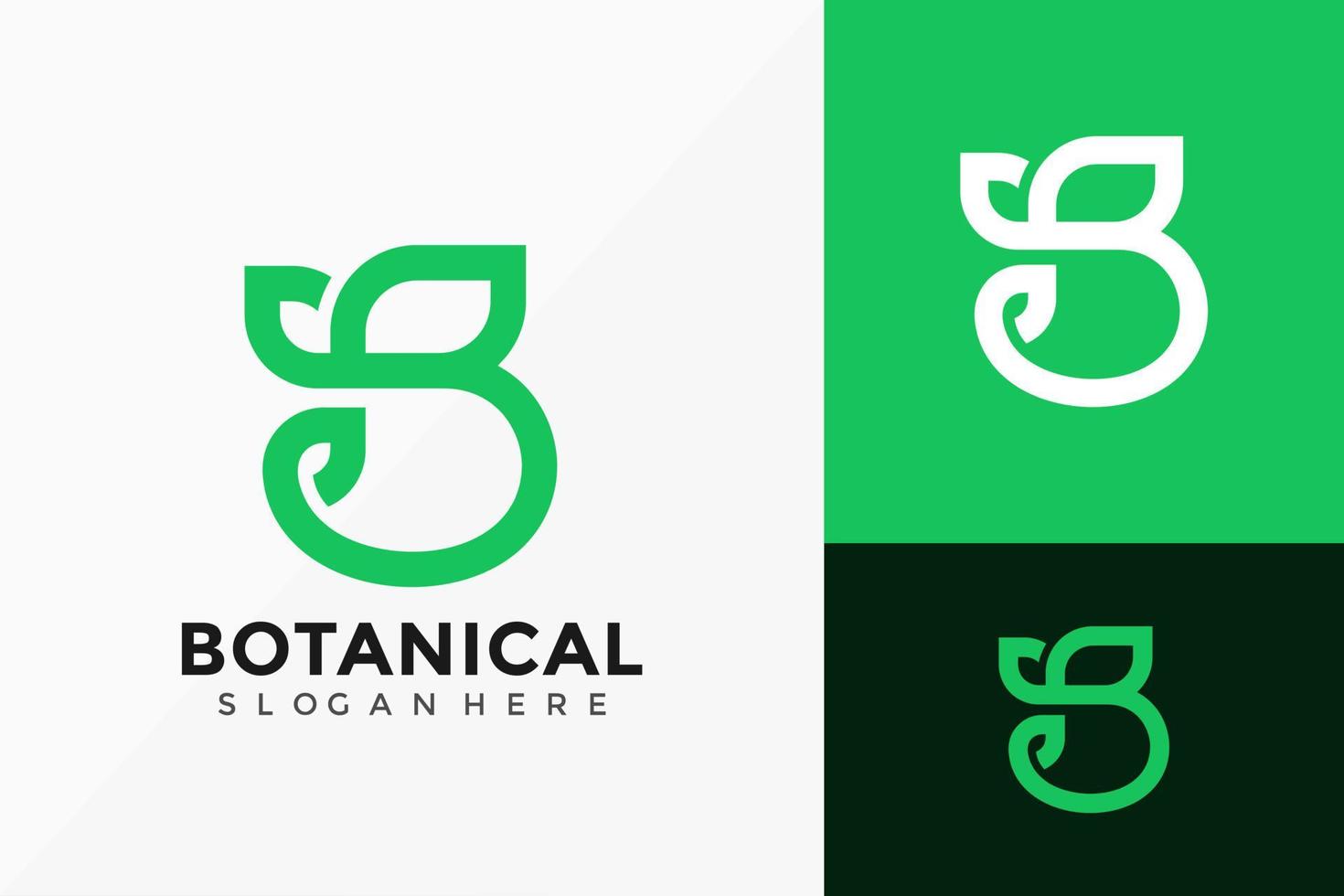 lettre b conception de vecteur de logo de feuille botanique. emblème abstrait, concept de conception, logos, élément de logotype pour le modèle.