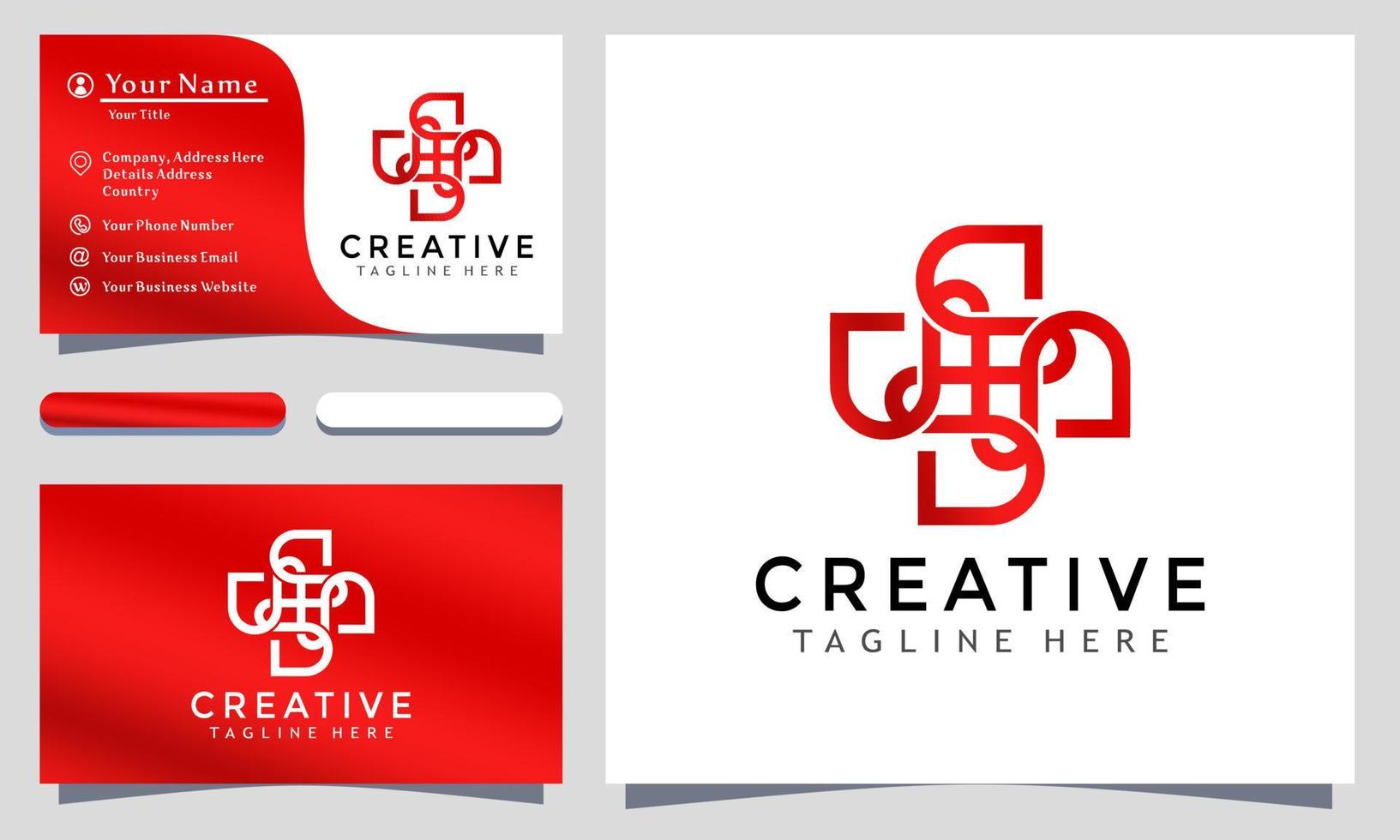 résumé médical plus créatif logo design illustration vectorielle, modèle de carte de visite entreprise minimaliste élégant et moderne vecteur