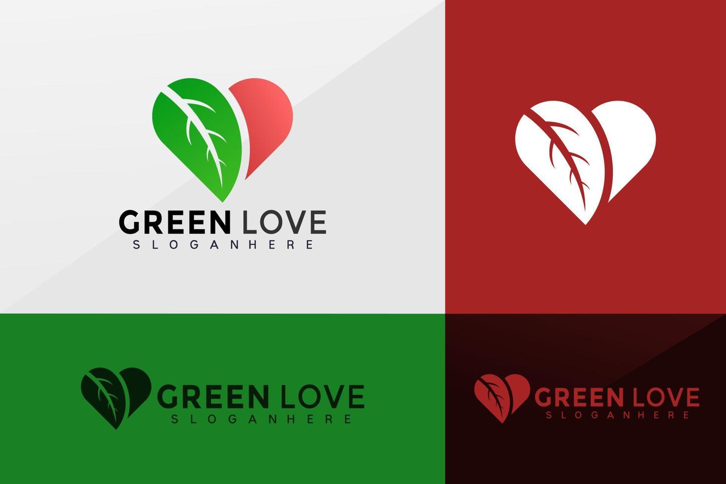 vecteur de logo d'amour vert, création de logo d'identité de marque, logo moderne, conception de logo modèle d'illustration vectorielle