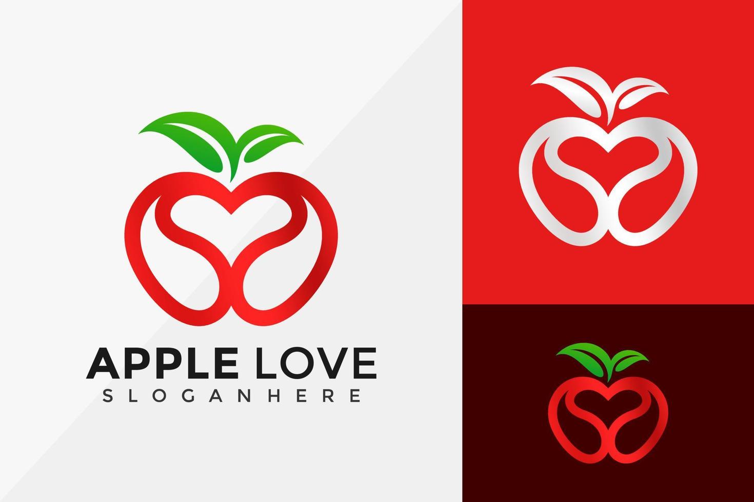 conception de logo d'amour de pomme, logos d'identité de marque conçoit le modèle d'illustration vectorielle vecteur