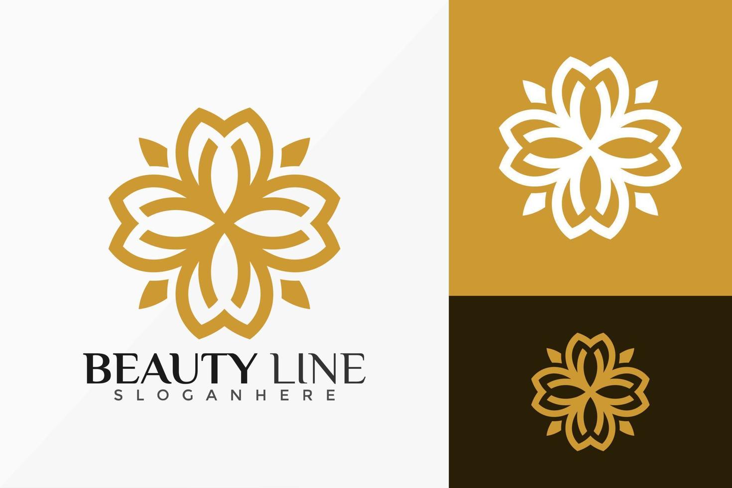 fleur ligne art beauté ligne logo design vectoriel. emblème abstrait, concept de conception, logos, élément de logotype pour le modèle. vecteur