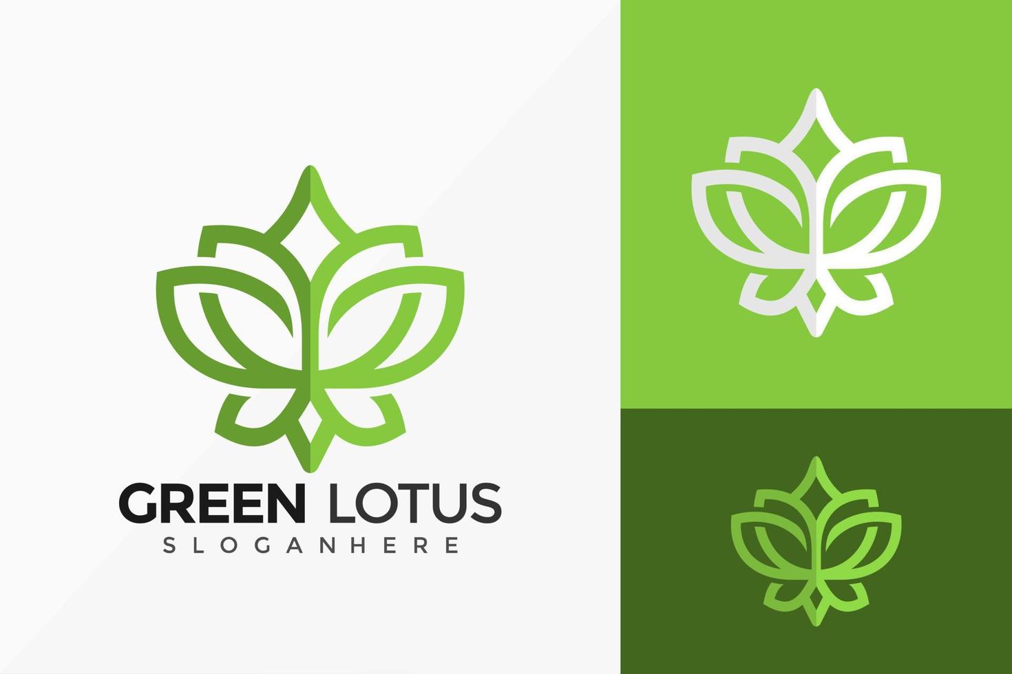 conception de vecteur de logo de lotus fleur verte. emblème abstrait, concept de conception, logos, élément de logotype pour le modèle.