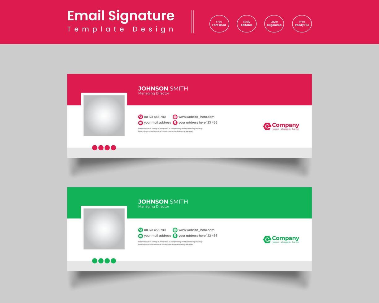 vecteur de modèle de signature de courrier électronique, conception de modèle d'entrave Web