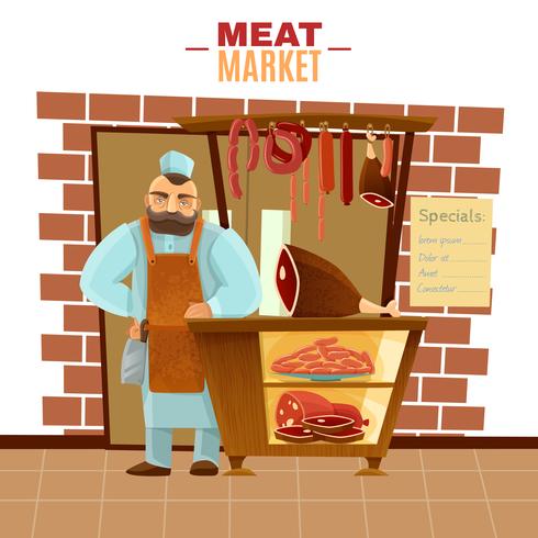 Illustration de dessin animé de boucher vecteur