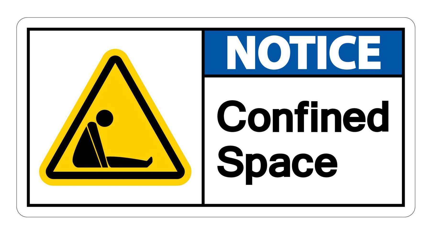 Attention espace confiné symbole signe isolé sur fond blanc vecteur