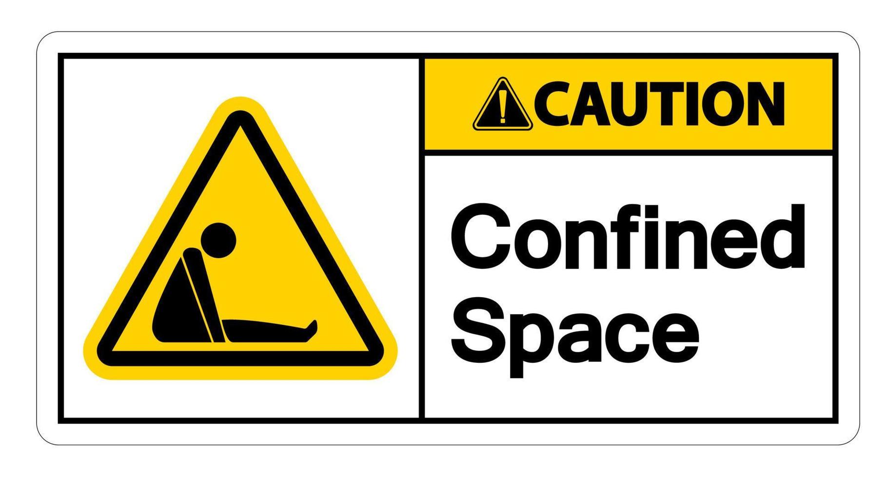 Attention espace confiné symbole signe isolé sur fond blanc vecteur