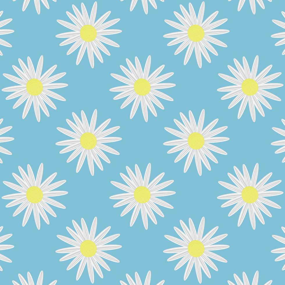 belle marguerite jaune fleur blanche fleur botanique floral modèle sans couture nature bleu vif mer fond papier peint illustration vectorielle vecteur