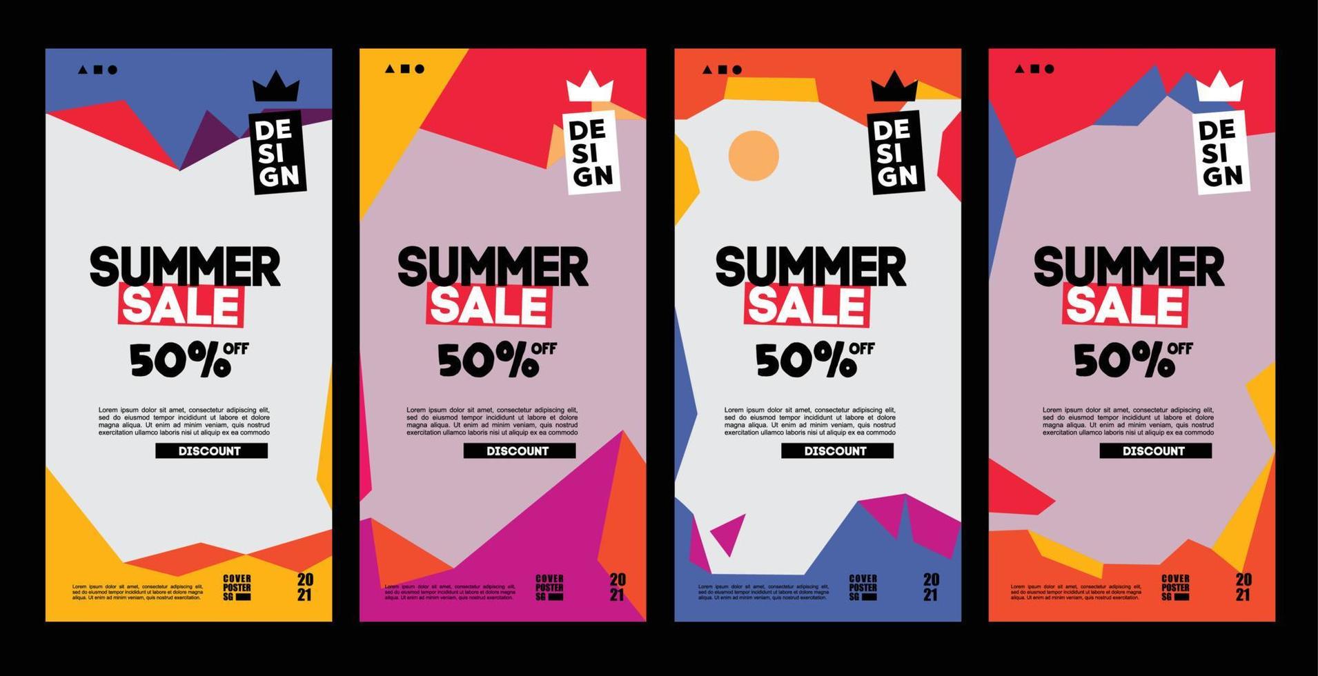 collection de conception de vecteur de vente de fond d'été d'arrière-plans d'affiches d'été pour les affiches, les couvertures, les histoires et les impressions.