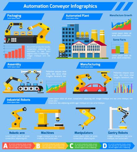 Infographie orthogonale de convoyeur automatique vecteur