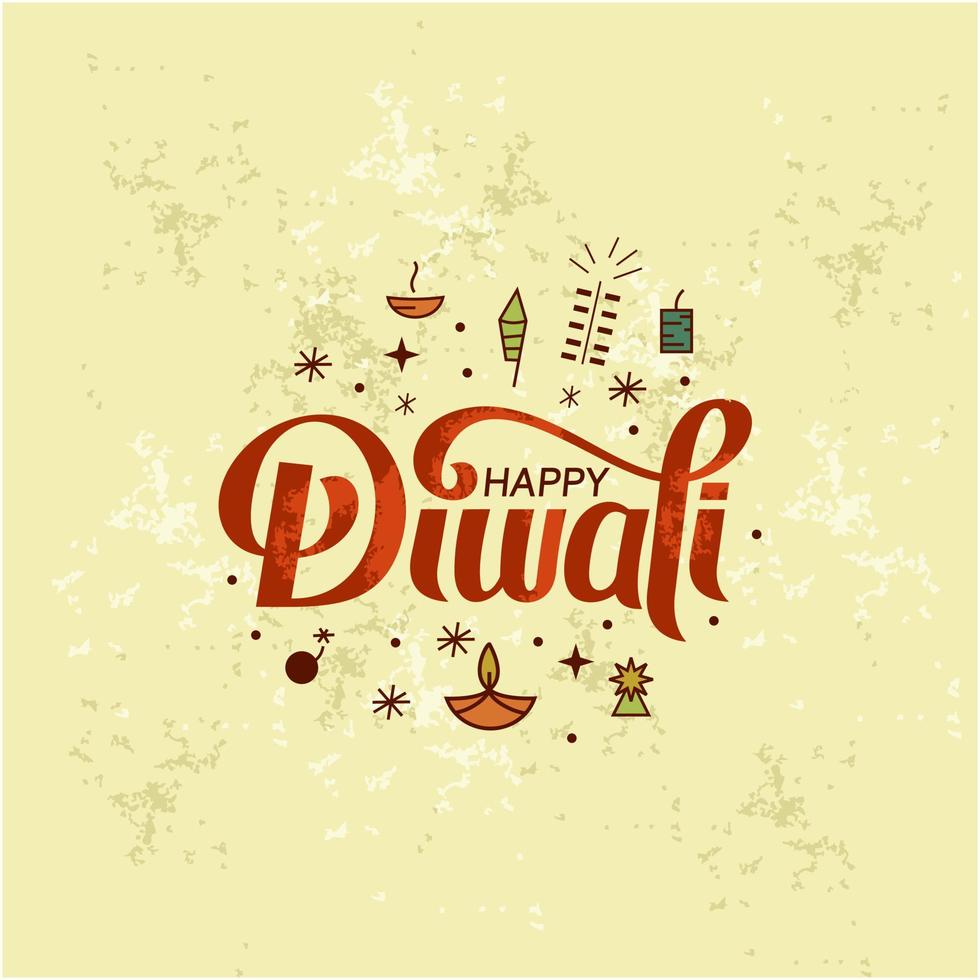 illustration de diwali pour la célébration du vecteur de typographie du festival de la communauté hindoue